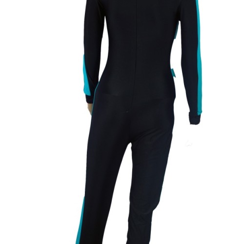 Lycra fullsuit dames Zwart licht blauw